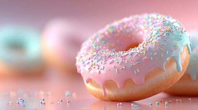 Pink and teal donuts with sprinkles