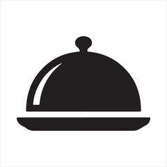 Restaurant Cloche icon silhouette vector with white background