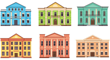 Obraz premium colorful buildings in a row with different architectural styles