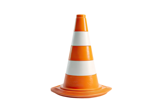 Single traffic cone, orange and white stripes