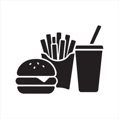 Fast Food icon silhouette vector with white background