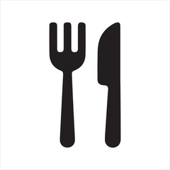Fork and Knife icon silhouette vector with white background