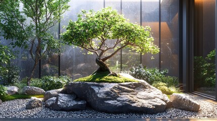 Zen garden with bonsai (1)
