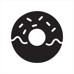 Donut icon silhouette vector with white background