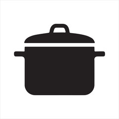 Cooking Pot icon silhouette vector with white background