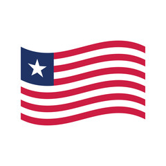Wavy Liberian flag stripes and star, symbolizing freedom and heritage