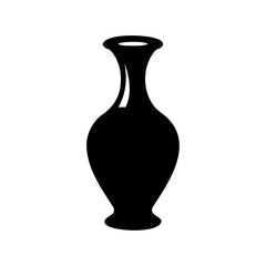 Elegant Black Vase Depicting Classic Amphora Silhouette Against a Plain White Background