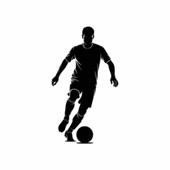 Naklejka premium The silhouette of a soccer player dribbling the ball