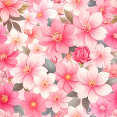 Floral print pattern with pink flowers