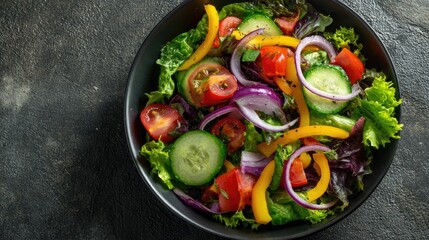 Vibrant salad bowl with mixed greens, vegetables