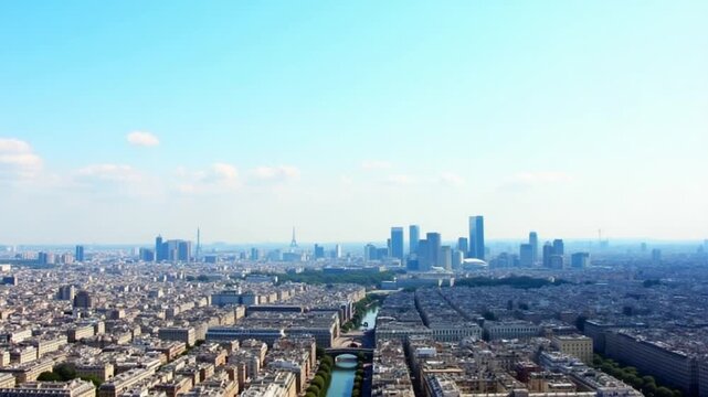 Amazing Paris Skyline at Paris France Island France.. Travel Blue Sky.
