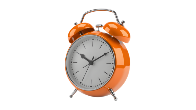 Vibrant orange alarm clock ticking away, perfect for time management and deadlines reminder