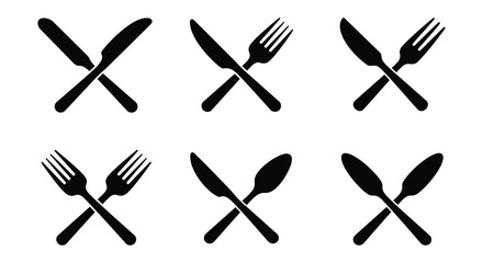 crossed utensils arranged neatly in grid pattern
