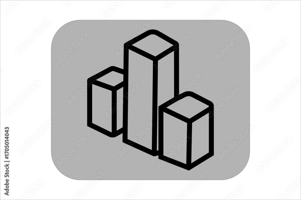 Poster this image is a minimalist graphic icon of a bar chart. it features three vertical bars of different