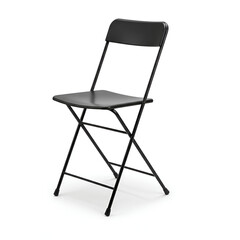 Sleek modern black folding chair on white background