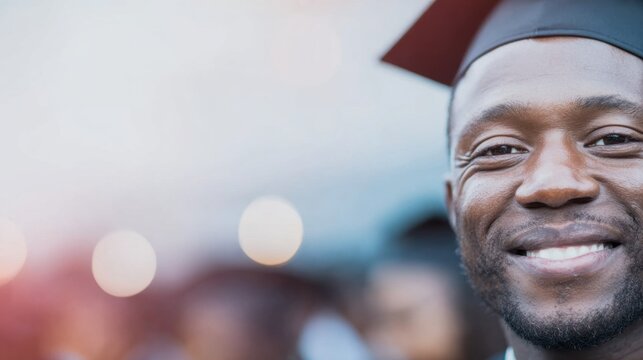 Graduate celebrating achievement with smile during graduation ceremony
