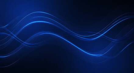Naklejka premium Abstract Blue Waves of Light Flowing on a Dark Background