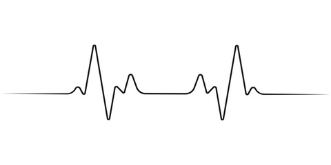 Continuous one line representing a heartbeat outline vector art illustration, Heart beat one line. Hand drawn symbol vector illustration.
