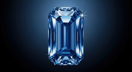 Close-up of a Stunning Deep Blue Emerald Cut Diamond