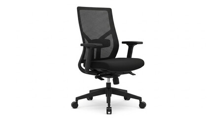 Obraz premium Black Ergonomic Office Chair with Mesh Back on Isolated transparent background