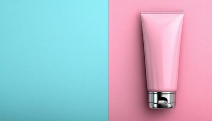 Pink tube on teal and rose background