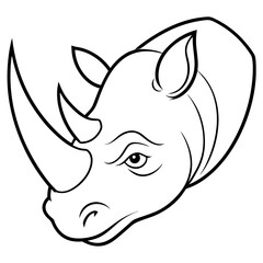 Elegant Rhino Horn Line Drawing Vector