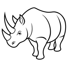 Elegant Rhino Horn Line Drawing Vector