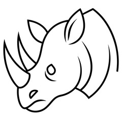 Elegant Rhino Horn Line Drawing Vector
