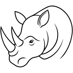 Elegant Rhino Horn Line Drawing Vector