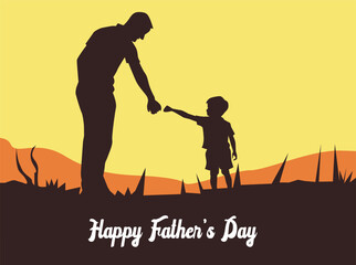 infographic_Happy Father’s Day illustration concept. Silhouette of father and child together, celebrating love, family, and parenthood. Perfect design for greeting cards, posters, banners, and 5