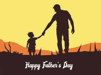 infographic_Happy Father’s Day illustration concept. Silhouette of father and child together, celebrating love, family, and parenthood. Perfect design for greeting cards, posters, banners, and 4