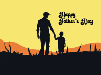 infographic_Happy Father’s Day illustration concept. Silhouette of father and child together, celebrating love, family, and parenthood. Perfect design for greeting cards, posters, banners, and 1