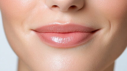 Naklejka premium Smooth lips, soft skin, natural glow, beauty close up, showcasing radiant smile