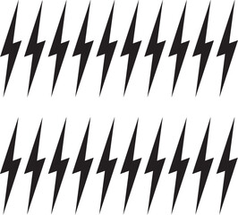 Minimal Black Lightning Bolt Vector Pattern: Electric Power, Energy Flash, and Danger Symbol Background 