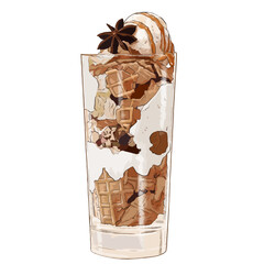 Waffle sundae with chocolate vector