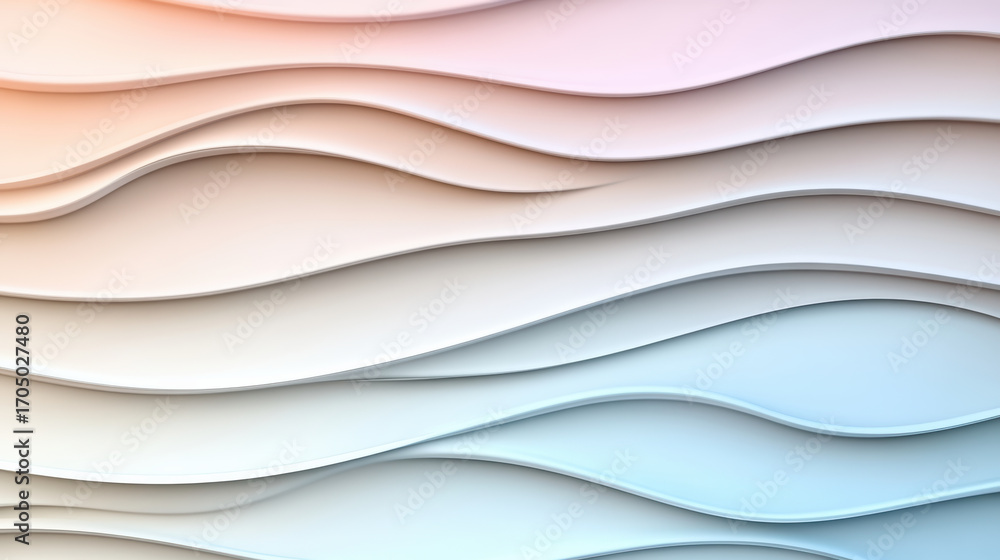 Poster soft waves in gradient colors create soothing backdrop with modern touch