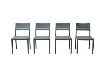 Four modern grey chairs isolated on transparent background