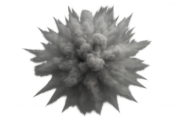 Powerful explosion creating a large cloud of gray smoke, perfect for visual effects and motion graphics projects