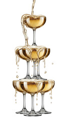 Champagne tower being filled up