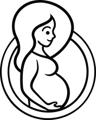 mother with unborn baby outline icon.