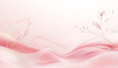 Light pink waves, light background, simple and elegant style, pink gradient, soft lighting, static composition, soft tones, delicate texture, light reflection effect, blurred foreground.