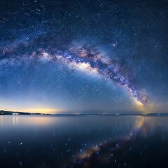 Night Sky Over Calm Lake.