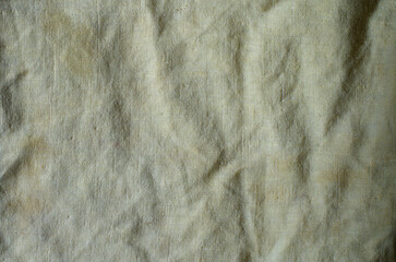 Texture of natural burlap fabric as background, top view