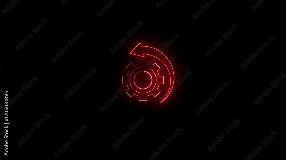 Aufkleber neon glowing icon isolated on black background. animated administration symbol abstract setting icon