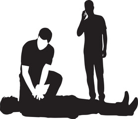 Emergency Resuscitation - Silhouette of CPR First Aid