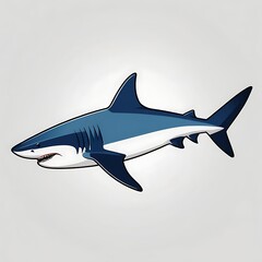 Obraz premium Stylized great white shark in a classic side profile, presented as a clean and sharp vector icon illustration
