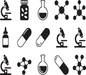 Medical and Science Laboratory Icon Set Collection