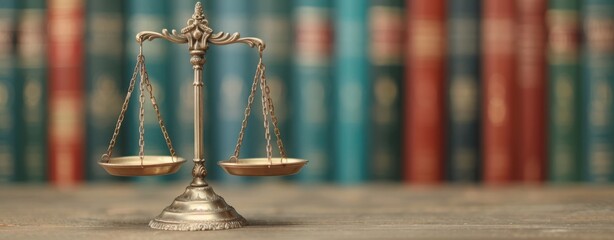 Golden scales of justice on a black background representing balance and fairness