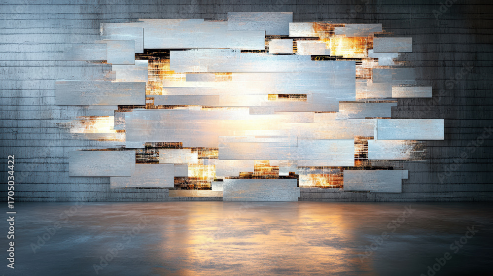 Aufkleber modern wall design with abstract panels creating unique texture and light effect