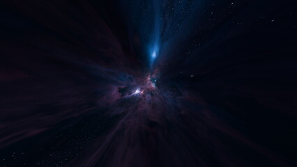 mesmerizing view of a vibrant cosmic nebula reveals swirling clouds of gas illuminated by distant...